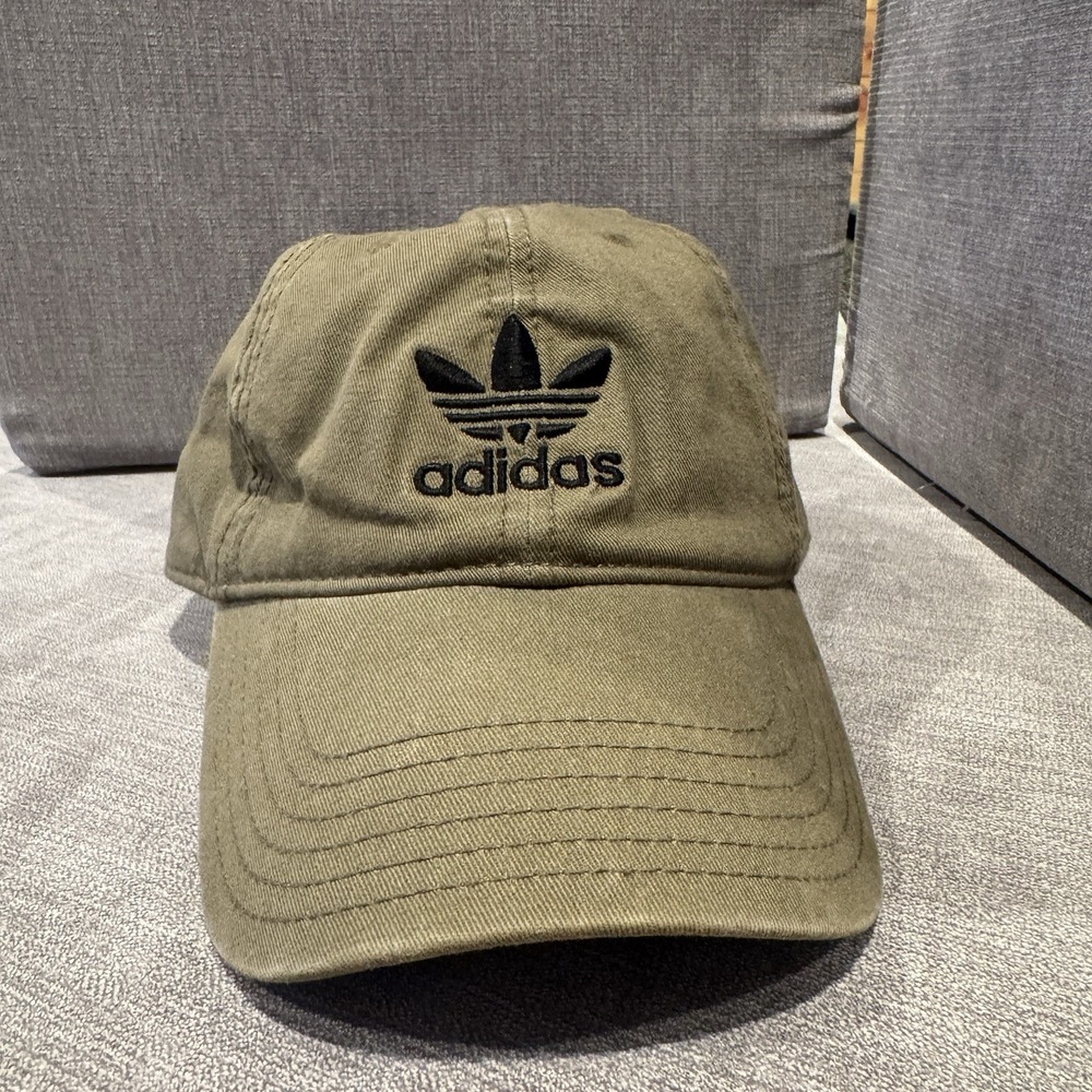 Adidas Hat Strapback Green Black Trefoil Logo Casual Relaxed Baseball Cotton Men - Picture 2 of 7